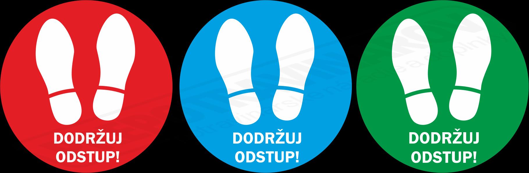 Nálepka na zem "STOPY-dodržuj odstup" priem.300mm