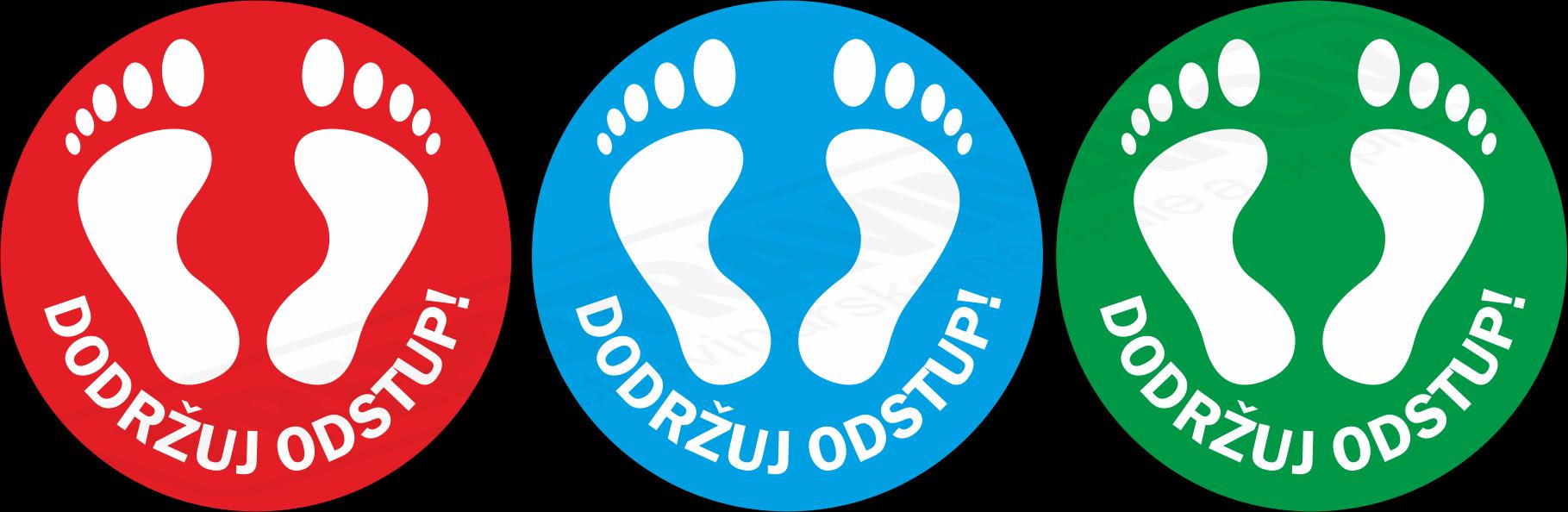 Nálepka na zem "ŠLAPY-dodržuj odstup" priem.300mm