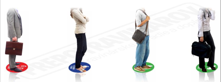 Nálepka na zem "ŠLAPY-dodržuj odstup" priem.300mm