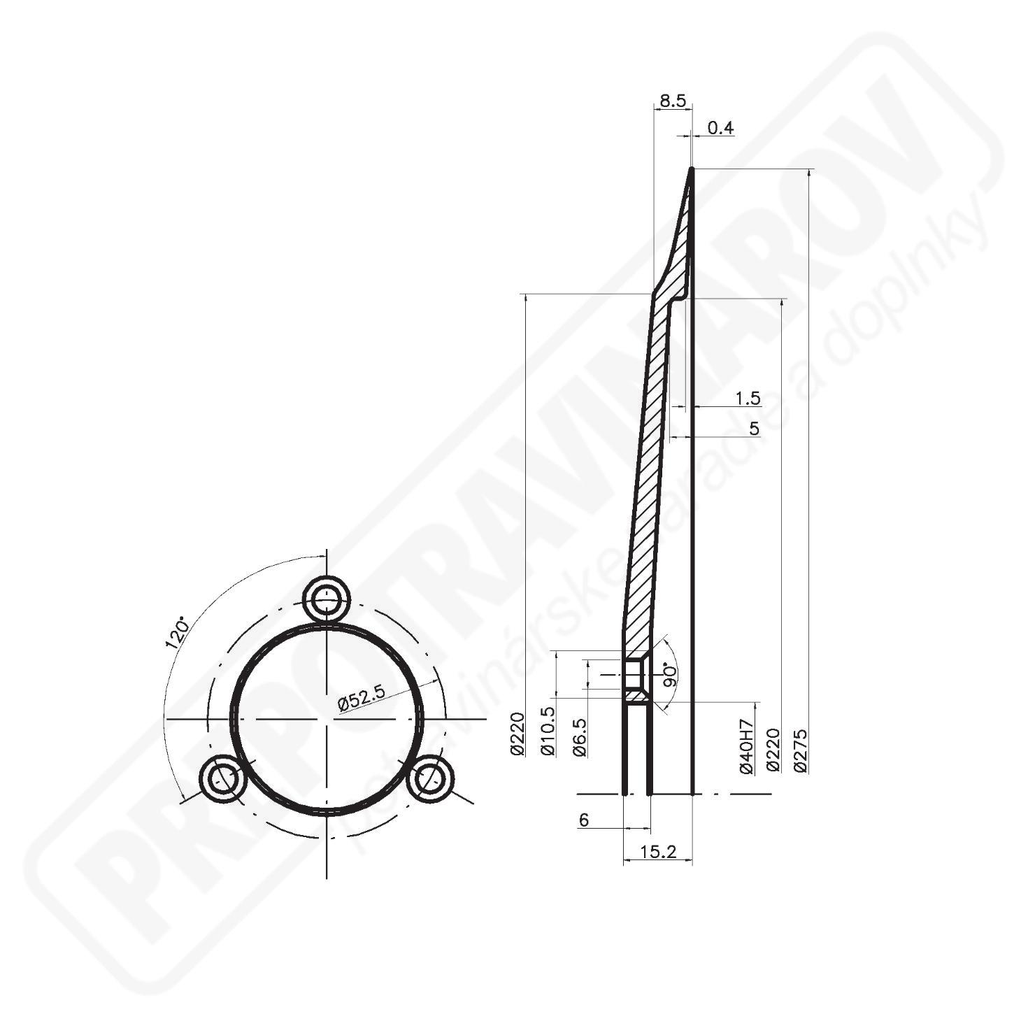 Nárezový nôž D5/275