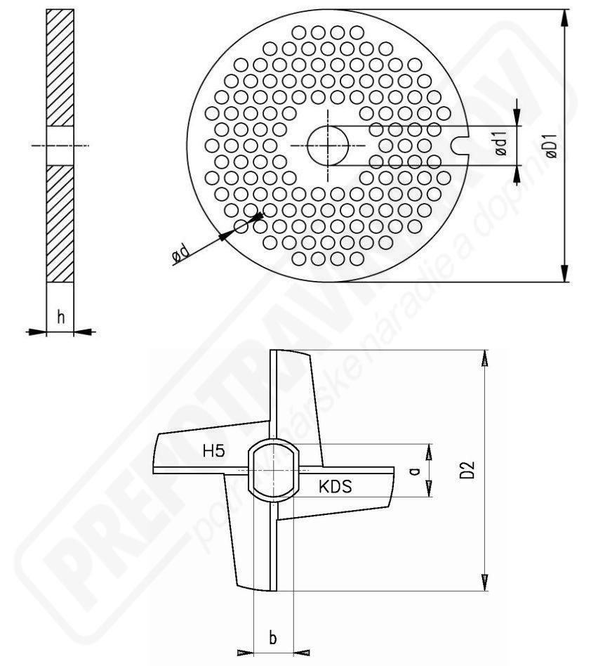 Dosky rezacie KDS pre staršie el. mlynčeky, RM 22